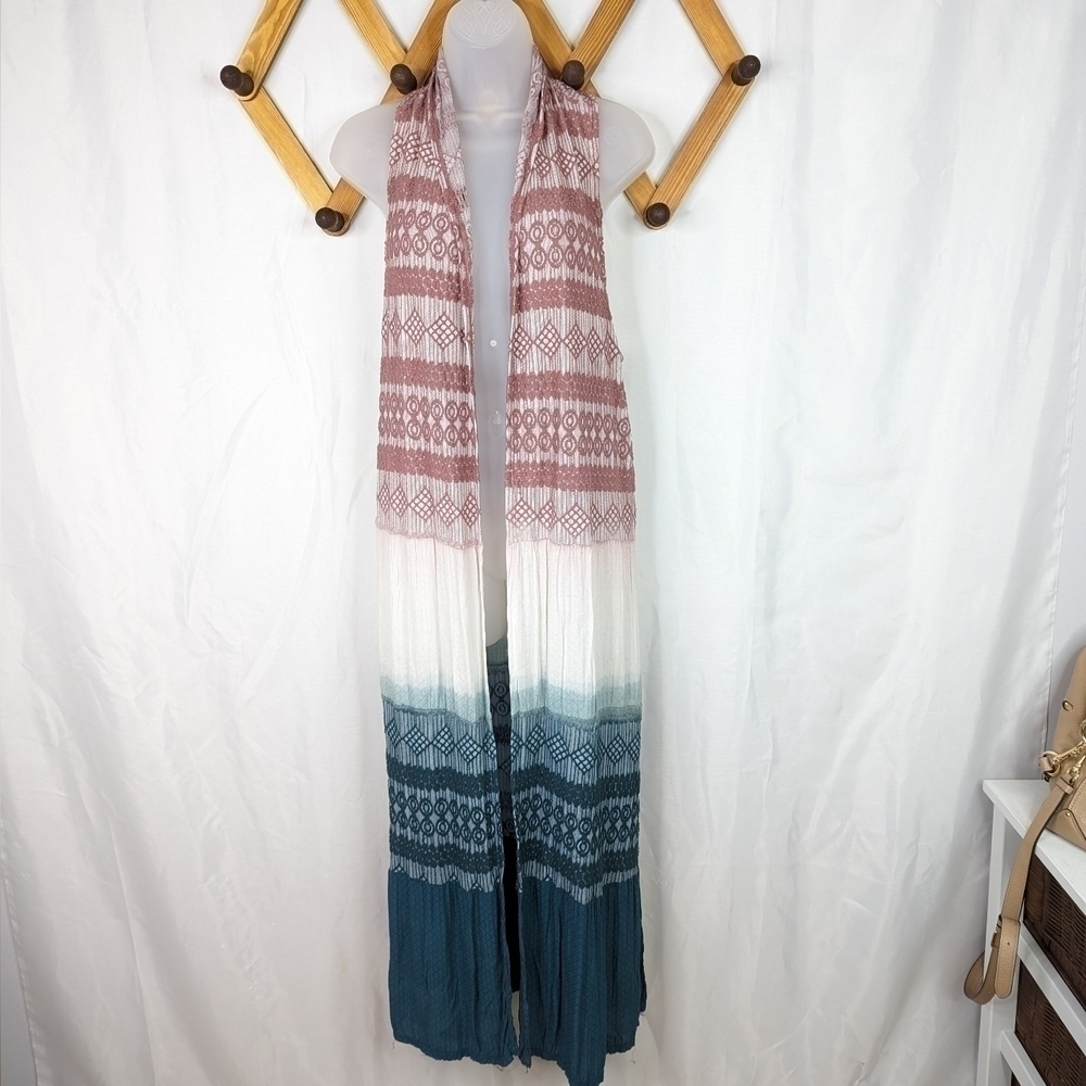 Sundance Woven Dip Dyed Longline Sleeveless Duster Cardigan - Size Medium
